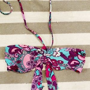 Roxy Paisley Floral Bikini Top Purple Blue Pink